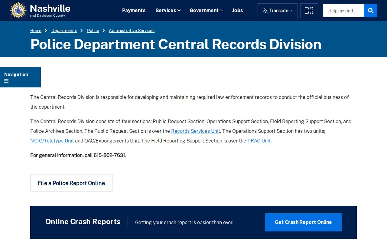 Davidson County warrant search: MNPD Central Records request details