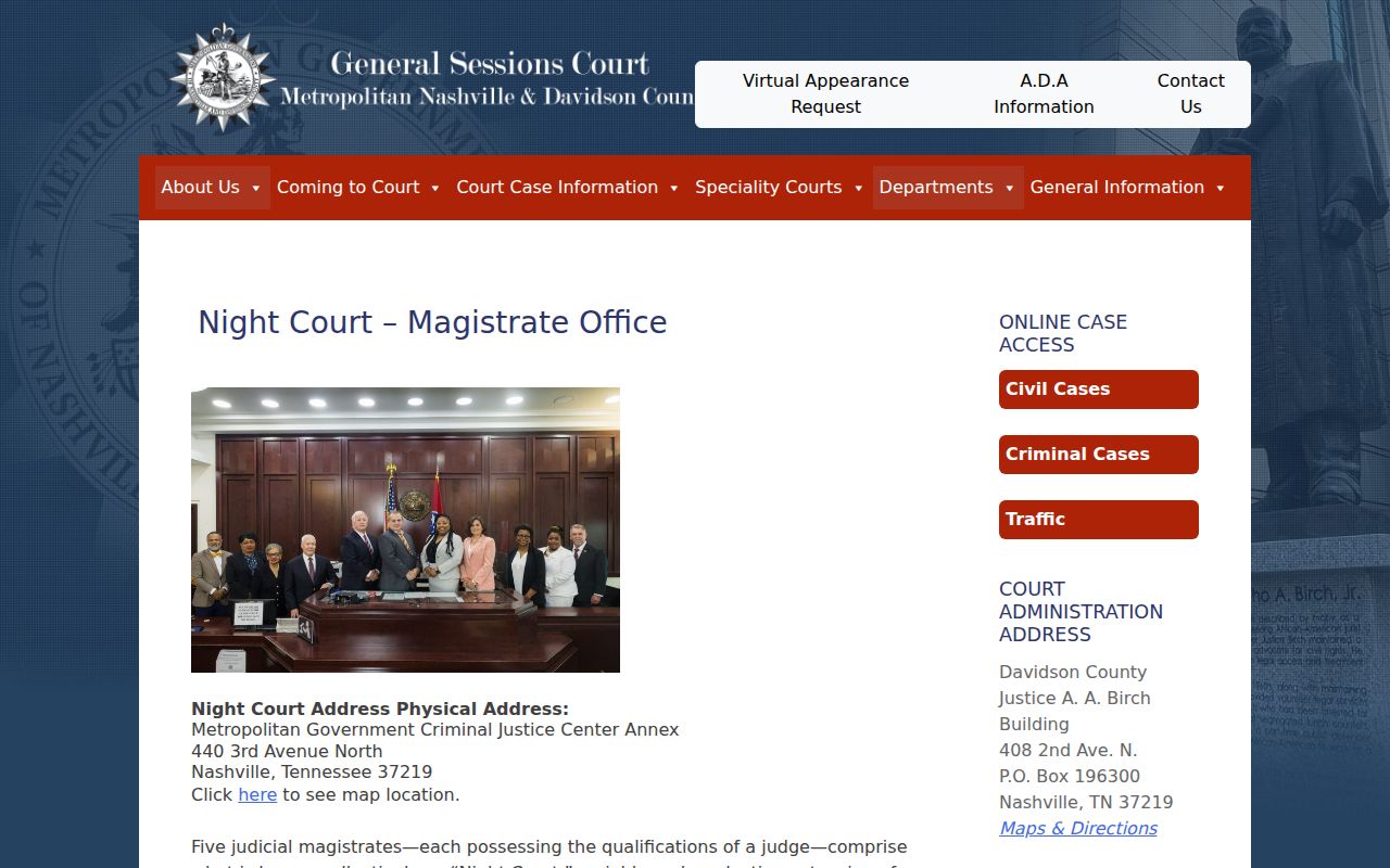 Davidson County bench warrants: General Sessions Night Court magistrate, warrant, and bail information