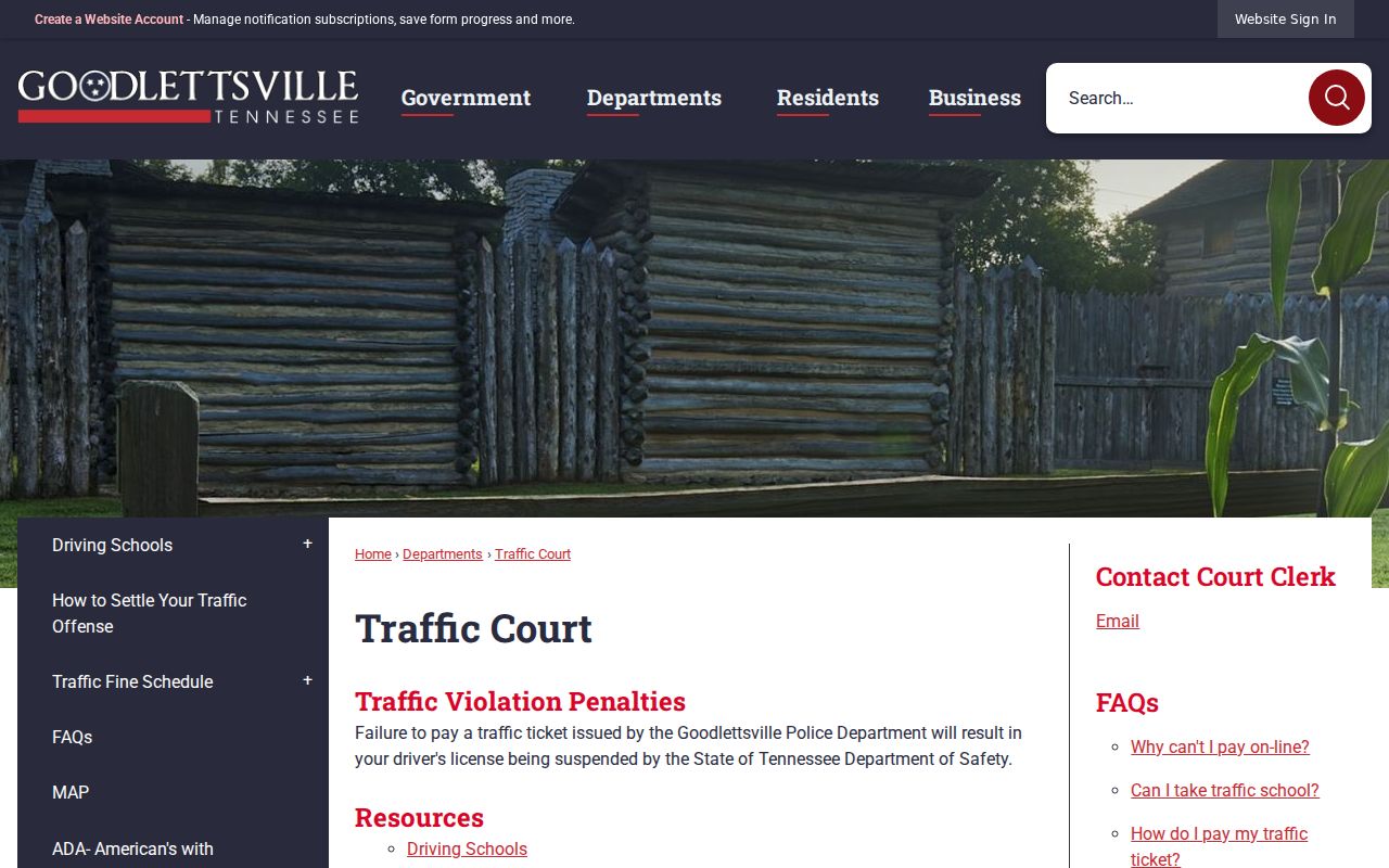 Goodlettsville, Davidson County warrant records: traffic court explains the cross-county routing split