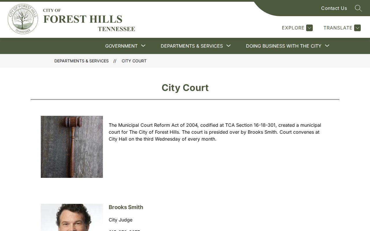Davidson County municipal warrants: Forest Hills city court schedule and location